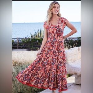 Soft Surroundings Vibrant Paisley Maxi Dress